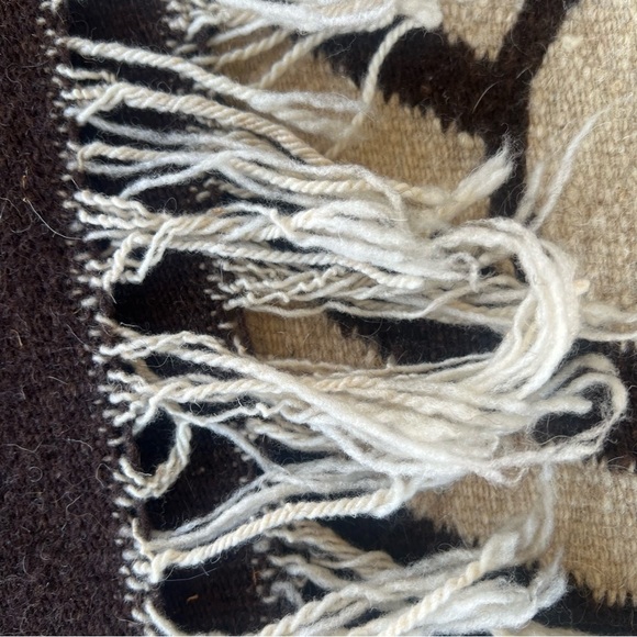 Vintage Southwestern Aztec Wool Bird Tapestry Rug Natural Fibers Fringe 32x56 - Picture 11 of 14